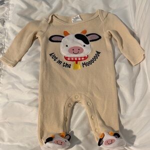 Baby Starters Cream Cow Footie Onesie